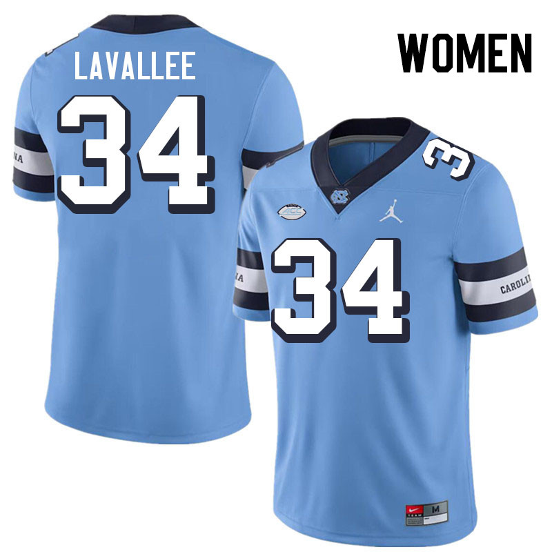 Women #34 Caleb LaVallee North Carolina Tar Heels College Football Jerseys Stitched-Throwback